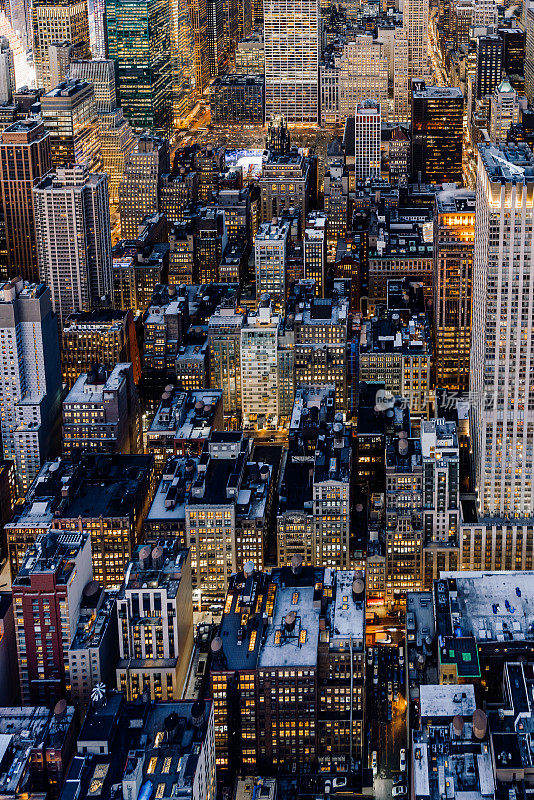 曼哈顿夜间鸟瞰图/ NYC